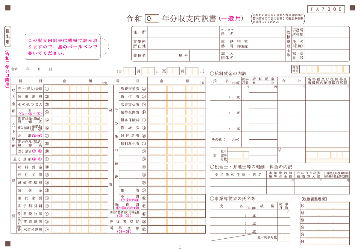 収支内訳書