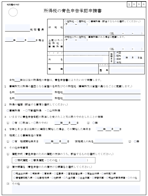 青色申告承認申請書