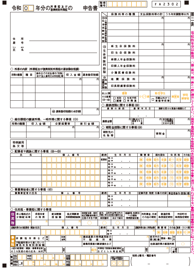 確定申告書